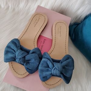 kate spade | Shoes | New Kate Spade Sasha Blue Denim Bow Slide Sandals |  Poshmark